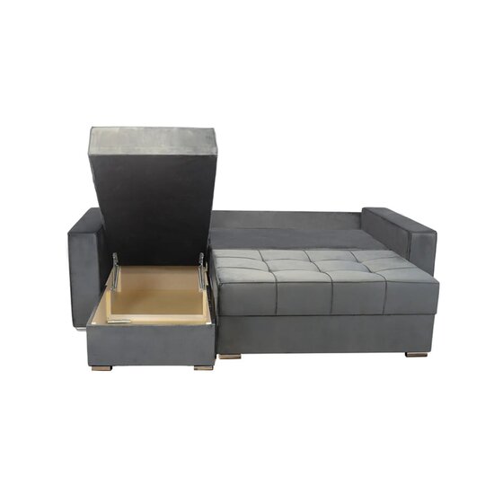 Colțar Claudia XXS Extensibil, design compact, sistem de extindere rapid, pat integrat 200x140 cm, tapițerie premium, 240x155 cm, Gri picture - 3