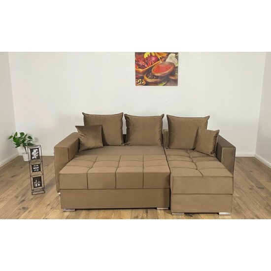 Colțar Claudia XXS Extensibil, design compact, sistem de extindere rapid, pat integrat 200x140 cm, tapițerie premium, 240x155 cm, Maro picture - 3