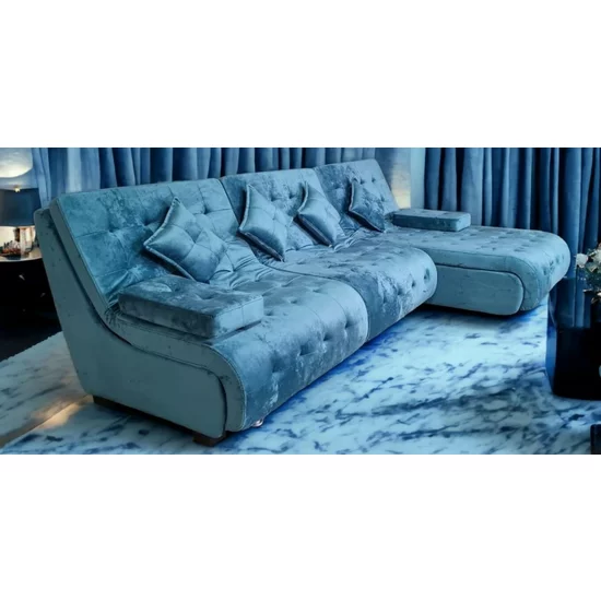 Colțar Cairo, albastru - 300x190 cm ,extensibil, ladă depozitare, tapițerie stofă premium, suprafață dormit mare picture - 5