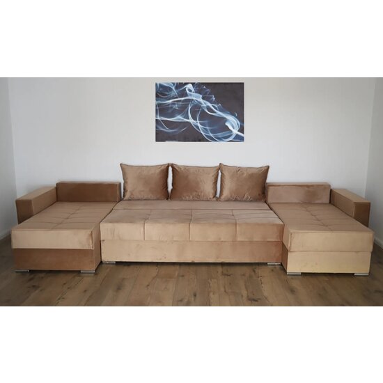 Colțar Extensibil Claudia U, design modern, spațiu generos, pat integrat 352x145 cm, tapițerie premium, 392x175x75 cm, Culoare personalizabilă picture - 3