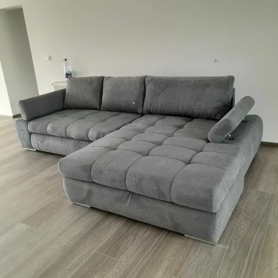 Colțar Inferno extensibil, stofă Aston 17, ladă depozitare, brațe reglabile, arcuri sinusoidale, 294x174x88 cm, gri picture - 16