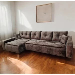 Colțar Roma Tip 2 extensibil, ladă depozitare, stofă premium, 342x166 cm, Gri