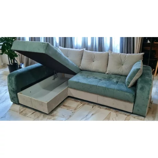 Colțar Lima Tip 1 extensibil cu ladă de depozitare, structură din fag și saltea din spumă, 240x165 cm, culoare personalizabilă picture - 6