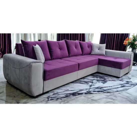 Colțar Milano Tip 2 extensibil, ladă depozitare, stofă premium, 334x165 cm, Gri picture - 8