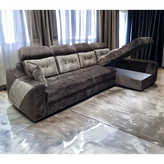 Colțar Viena Tip 2 extensibil,  culoare personalizabila - 320x165 cm, cu ladă de depozitare, saltea memory foam și micro pocket, structură fag stratificat picture - 5