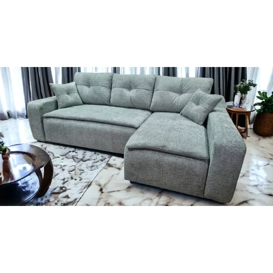 Colțar Roma Tip 1 extensibil, gri - 257x166 cm, ladă depozitare, stofă premium picture - 5