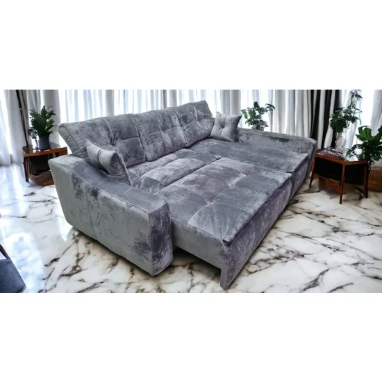 Colțar Roma Tip 1 extensibil, gri - 257x166 cm, ladă depozitare, stofă premium picture - 2