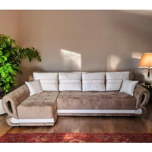 Colțar Sofia II extensibil, tetiere reglabile, saltea spumă memorie, 314x145 cm, culoare personalizată