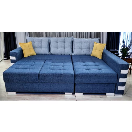 Colțar Oslo Tip 1 extensibil, cu ladă de depozitare, tapițerie stofă, saltea cu memorie, structură din lemn fag, 240x165 cm picture - 3