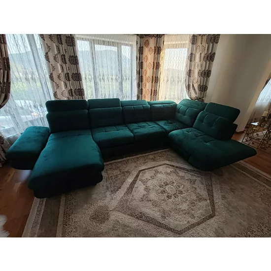 Colțar Stratus U extensibil, tetiere rabatabile, ladă depozitare, arcuri sinusoidale, 397x234x181 cm, gri picture - 13