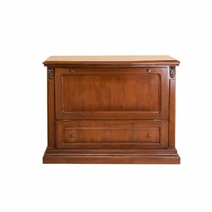 Comodă Diana Nuc, trei sertare, masiv fag + panel + MDF, 118x55x78.5 cm, finisaj nuc