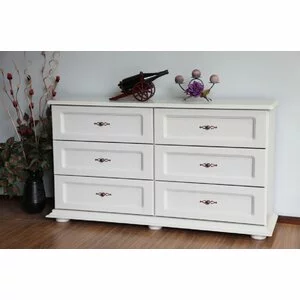 Comodă Tip 2 cu 6 sertare, spațiu generos depozitare, PAL melaminat, 148/48/82 cm, alb