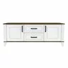Comodă TV Skandi, design scandinav, 2 uși și 2 sertare, MDF și PAL, 160x53x61 cm, alb și stejar Burbon picture - 1