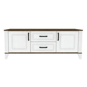 Comoda TV Skandi 160x53x61 cm Alb / Stejar Burbon