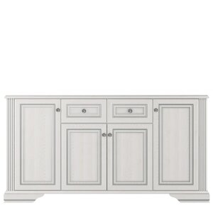 Comoda White 4D2S 178,5x45x93,5 cm  Frasin alb/ Pin Argintiu
