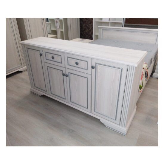 Comodă White 4D2S, 4 uși și 2 sertare spațioase, glisiere telescopice, PAL melaminat, 178.5x45x93.5 cm, Frasin Alb/Pin Argintiu picture - 2