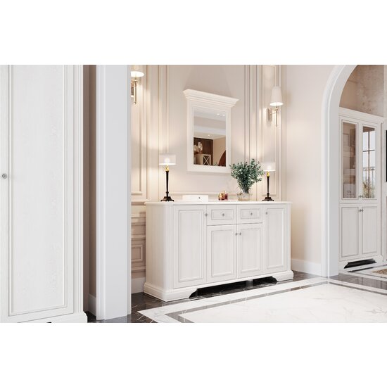 Comodă White 4D2S, 4 uși și 2 sertare spațioase, glisiere telescopice, PAL melaminat, 178.5x45x93.5 cm, Frasin Alb/Pin Argintiu picture - 4