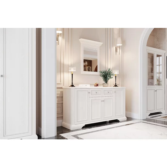 Comodă White 4D2S, 4 uși și 2 sertare spațioase, glisiere telescopice, PAL melaminat, 178.5x45x93.5 cm, Frasin Alb/Pin Argintiu picture - 4