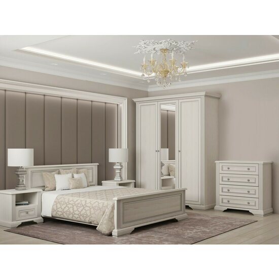 Comoda White 4S  93x45x94 cm Frasin alb/ Pin Argintiu picture - 4