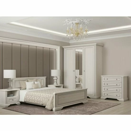 Comodă White 4S, 4 sertare, MDF frezat și PAL melaminat, 93x45x94 cm, frasin alb și pin argintiu picture - 4