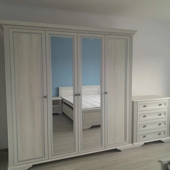 Comodă White 4S, 4 sertare, MDF frezat și PAL melaminat, 93x45x94 cm, frasin alb și pin argintiu picture - 5