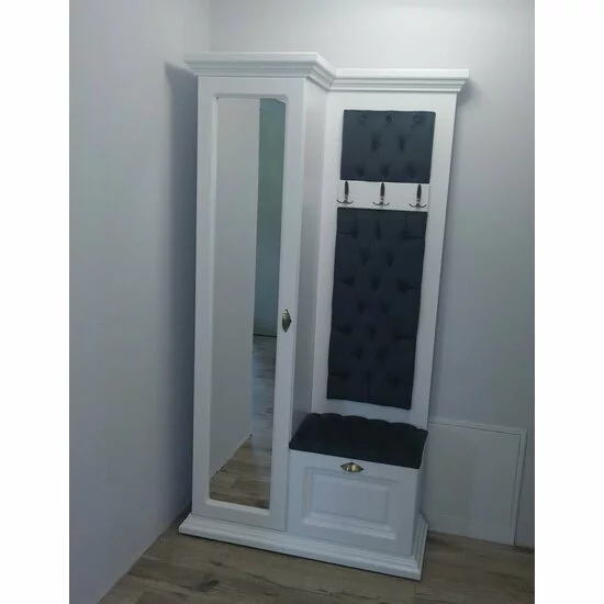 Cuier tapițat Alb, design modern, structură PAL și tapițerie, 130/40/210 cm, alb picture - 2