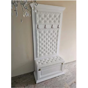 Cuier Tapitat Cristina, model compact, fără dulap, spațiu depozitare pantofi, structură MDF, 90x40x210 cm, Culoare personalizabilă