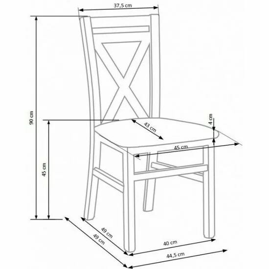 Scaun Dariusz 2, structură clasică, lemn masiv fag, 45x43x90 cm, alb picture - 3
