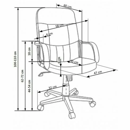 Scaun Denzel birou cu mecanism TILT și roți cauciucate, pânză, 58x60x100-110 cm, negru picture - 5