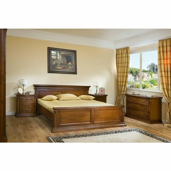 Dormitor Diana, set complet (dulap 4 uși, comodă 3S, 2 noptiere, pat 160), lemn masiv fag + tei, PAL/MDF furniruit nuc, saltea 160x200 cm, finisaj la alegere picture - 2