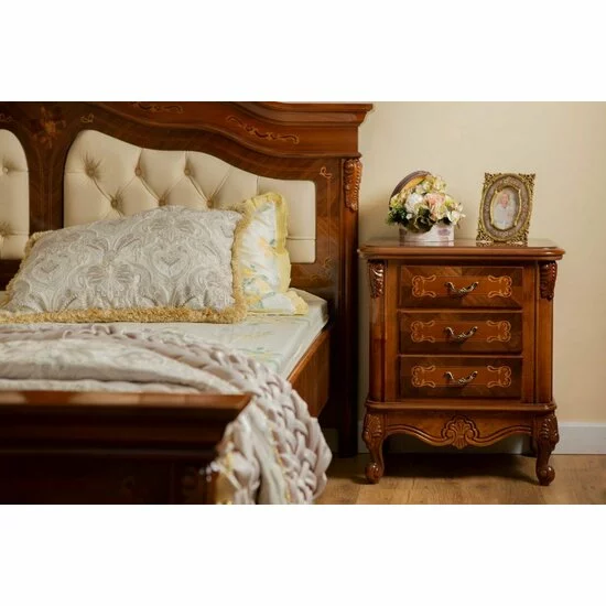 Dormitor Milly complet din lemn masiv paltin, tei, panel și MDF, cu intarsii din furnir de nuc, mahon și cireș picture - 3