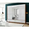 Dulap Amsterdam cu oglindă, uși glisante + iluminare LED, PAL melaminat, 250x61x225 cm, alb picture - 1