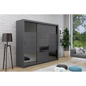 Dulap  Aruba 2 cu usi culisante - 250 Grafit cu Oglinda