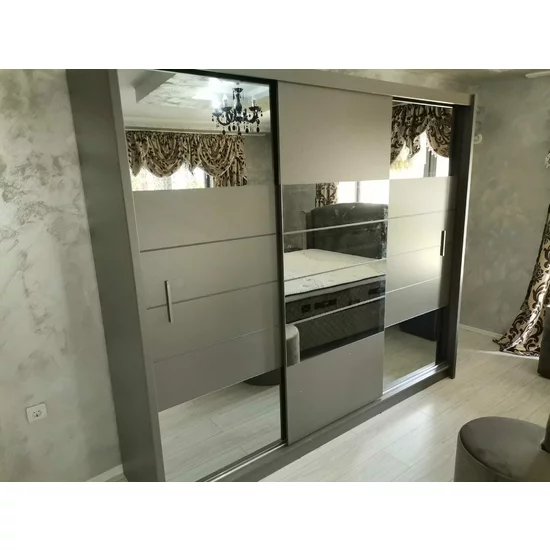 Dulap Aruba 2, cu oglindă integrată, uși culisante + spațiu generos, PAL melaminat, 203x61x215 cm, grafit picture - 4