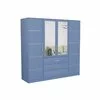 Dulap Bali 2D4 cu oglindă, bară haine, 4 sertare, PAL laminat, 196x58x200 cm, albastru picture - 2