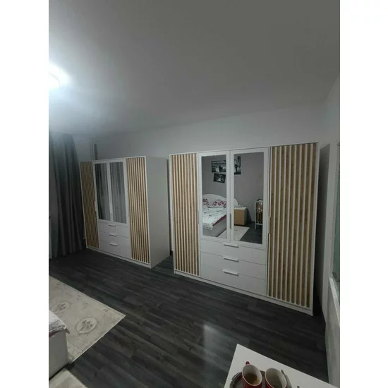 Dulap Bali D4 Lux, 4 uși spațioase, design modern, PAL melaminat, 196x58x200 cm, alb picture - 6