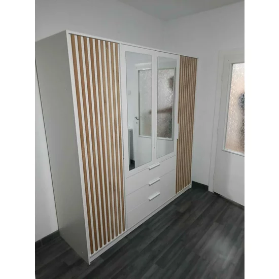 Dulap Bali D4 Lux, 4 uși spațioase, design modern, PAL melaminat, 196x58x200 cm, alb picture - 7