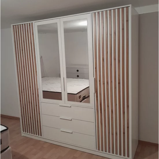 Dulap Bali D4 Lux, 4 uși spațioase, design modern, PAL melaminat, 196x58x200 cm, alb picture - 8