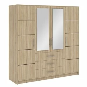 Dulap Bali D4 cu polite si bara umerase din PAL, 1,96x0,58x2,00 m, Sonoma