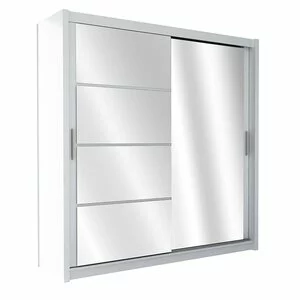 Dulap Brandon cu usi glisante si oglinda din PAL, 203 cm, alb