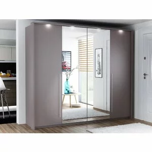 Dulap Brema cu usi glisante si oglinda din PAL, 2,55x0,65x2,19 m, lava