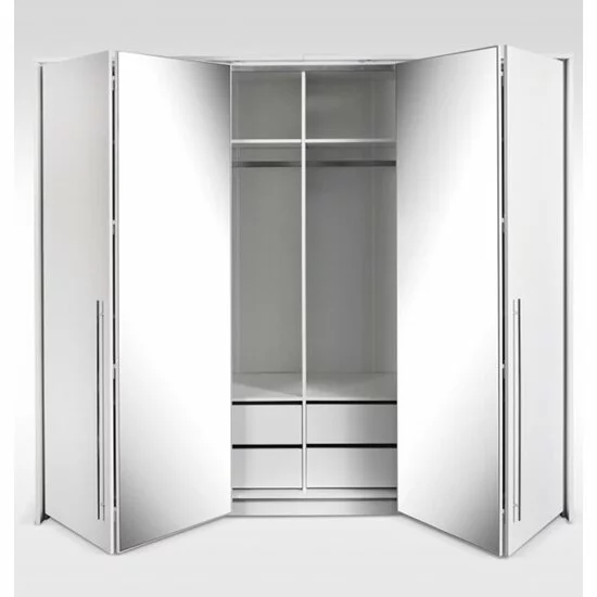 Dulap Brema cu usi glisante si oglinda din PAL, 2,09x0,65x2,19 m, alb picture - 3