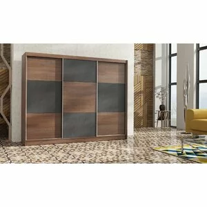 Dulap Cordoba cu usi glisante din PAL, 2,50x0,61x2,15 m, sterling