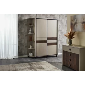 Dulap Cristal, uși glisante silențioase, rafturi reglabile și bară umerașe, PAL melaminat, 160x224x58 cm, Fungo