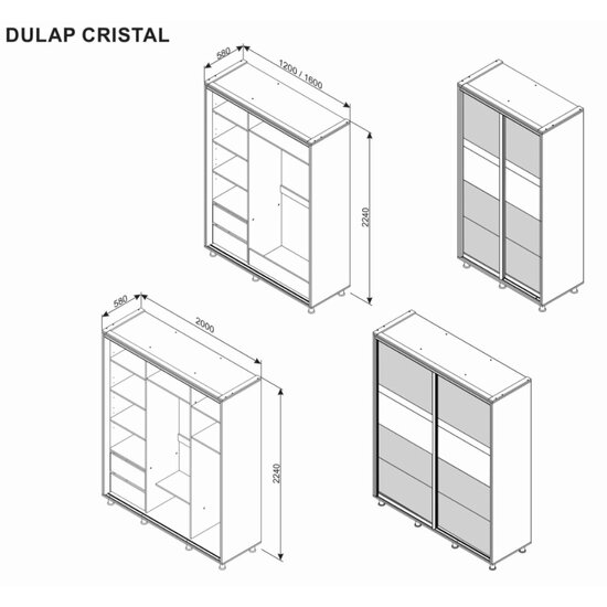 Dulap Cristal 2,00M Alb-Grafit picture - 2