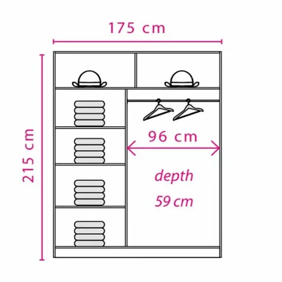 Dulap Effect 1-17, compartimentat, PAL melaminat, 215x175x60 cm, alb picture - 2