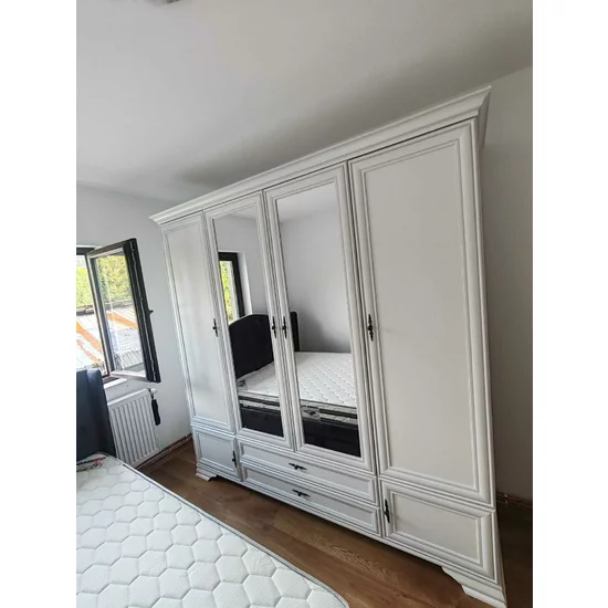 Dulap Idento cu oglindă SZF6D2S, 6 uși, 2 sertare, MDF și PAL laminat, 227.5x61x225 cm, alb alpin picture - 3