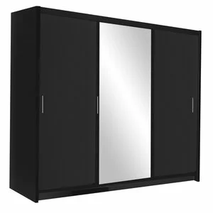 Dulap Monako dulap cu usi culisante din pal melaminat cu feronerie de calitate și compartimentare practică, 250x61x215 cm, negru