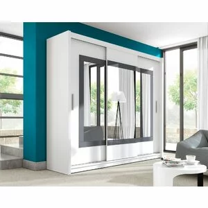 Dulap Preston dulap cu usi culisante din pal melaminat cu feronerie de calitate și compartimentare practică, 250x61x215 cm, alb