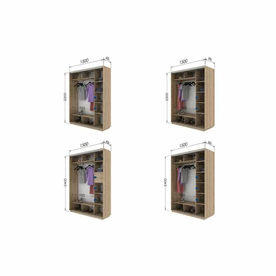 Dulap Cu Uși Culisante Cu Oglindă Photoprint, Spațiu Generos Cu Decor Reflectorizant, PAL, 150x60x220 cm, Culoare La Alegere picture - 2